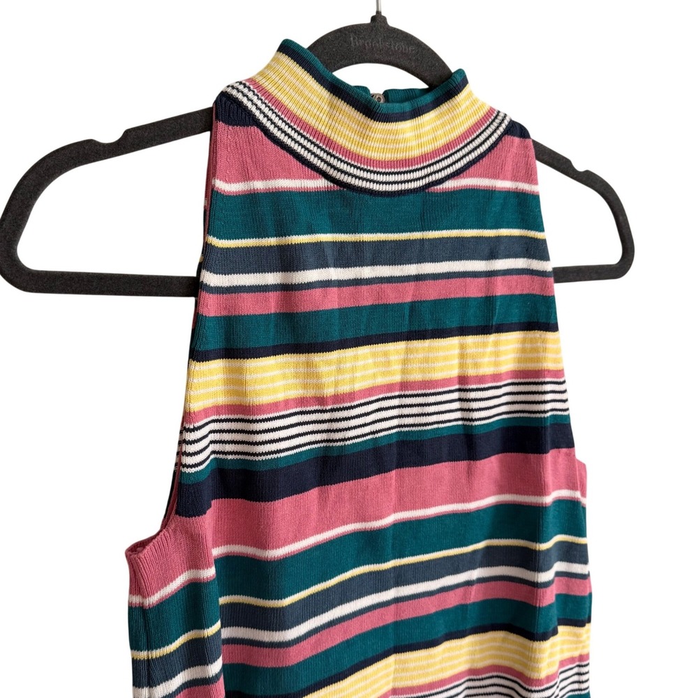 Maeve Anthropologie Striped Mock Neck Sleeveless Sweater Small Retro Casual